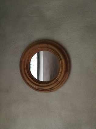 Antique oak circular mirror