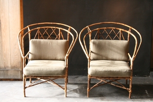 Pair of chinese revival bamboo armchairs