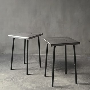 Pair of metallic stools