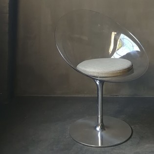Plexi glass chair with linnen cushion, 70s