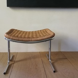 Rattan and aluminium footstool by Dirk Van Sliedregt