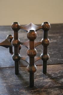 set of 5 Scandinavian copper candleholders