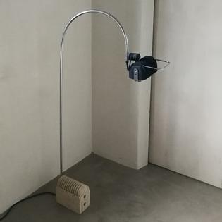 A travertin and chrome reading lamp, 70's