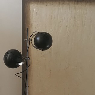 Mid century vintage black metal and aluminium floorlamp