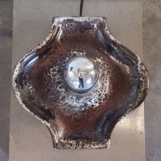 Pair of ceramic brown and white tablelamps