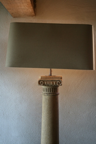 Pair of oak standing lamps