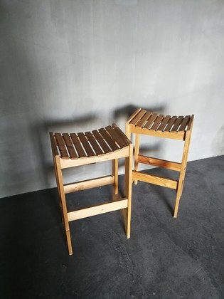 Pair of pine stools