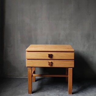 Small pine and with leather handles sidecupboard, Froseke, Sweden, 60s