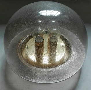 Smoked glass and brass table lamp