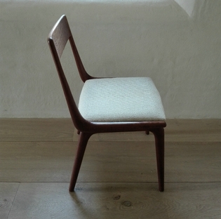 Unusual set of 12 danish boomerang dining chairs by Christensen