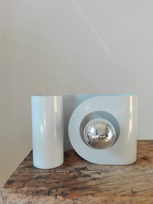 White metal vintage table lamp